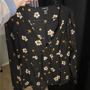 Timing Black Floral Blouse